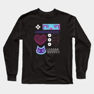 Y2K manga girl kitty Long Sleeve T-Shirt